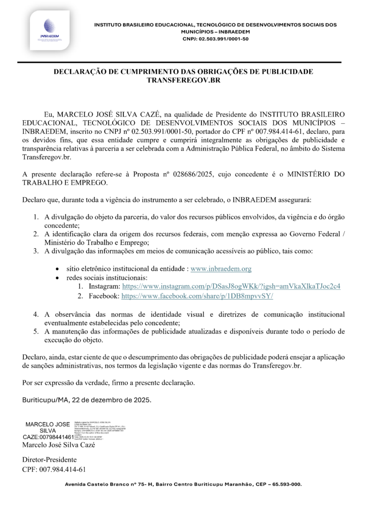 declaracao publicidade inbraedem